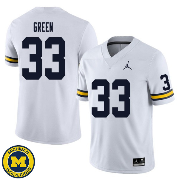 Mens Michigan Wolverines #33 German Green White Embroidery Jersey